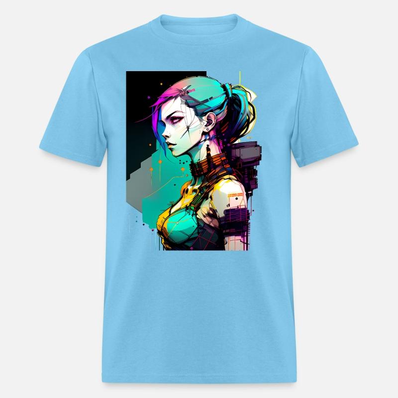 Bold and Beautiful Cyberpunk Girl with Teal Hair