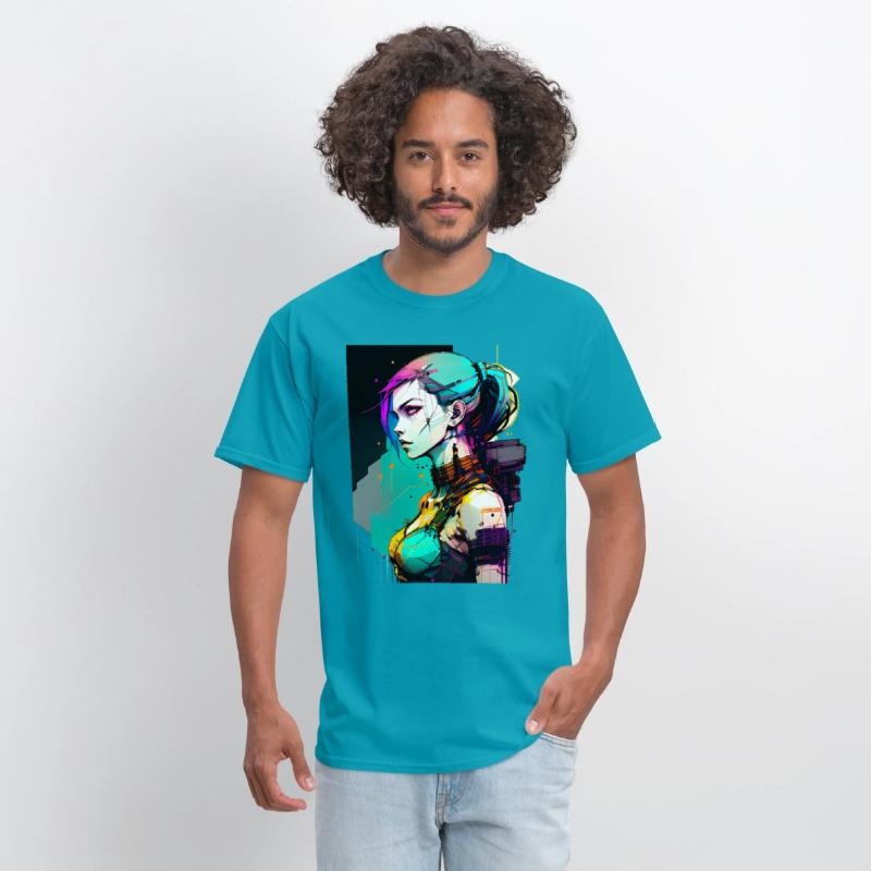 Bold and Beautiful Cyberpunk Girl with Teal Hair