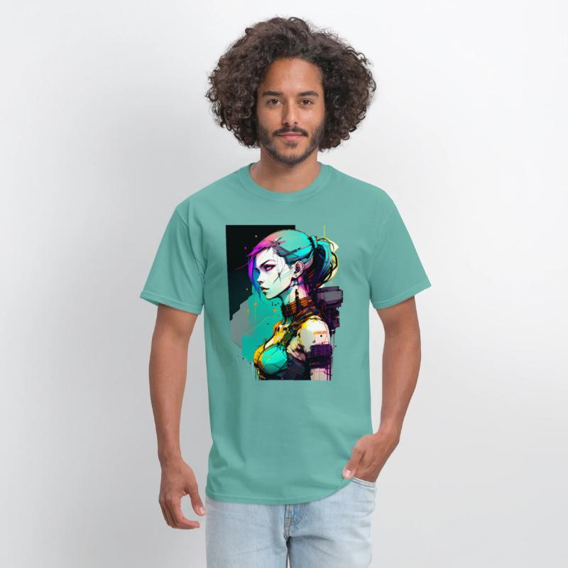 Bold and Beautiful Cyberpunk Girl with Teal Hair