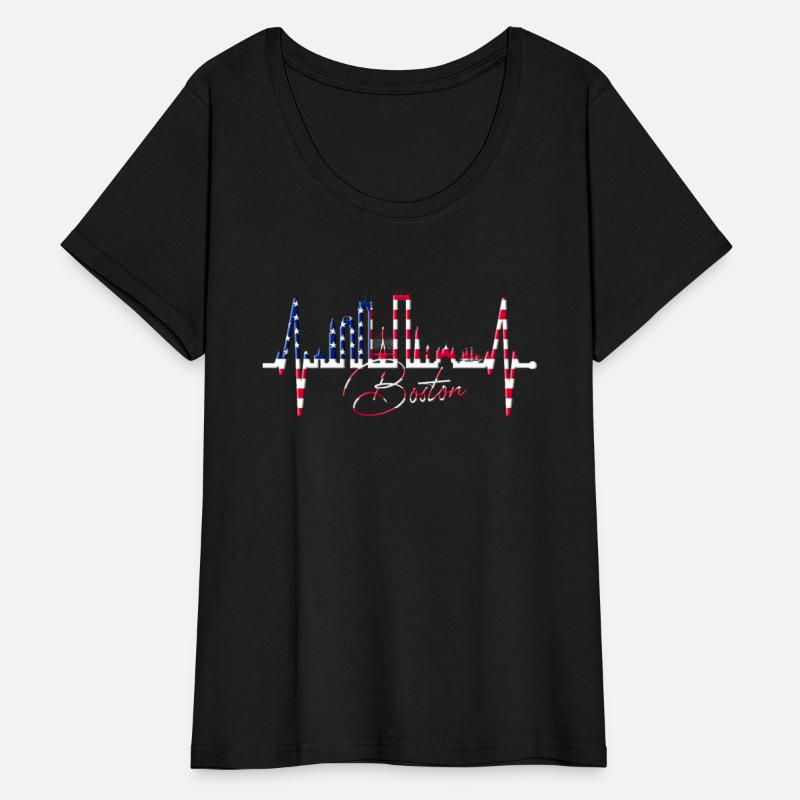 Boston Skyline Heartbeat Silhouette Heart US Love
