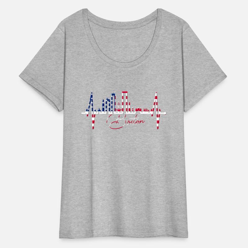 Boston Skyline Heartbeat Silhouette Heart US Love