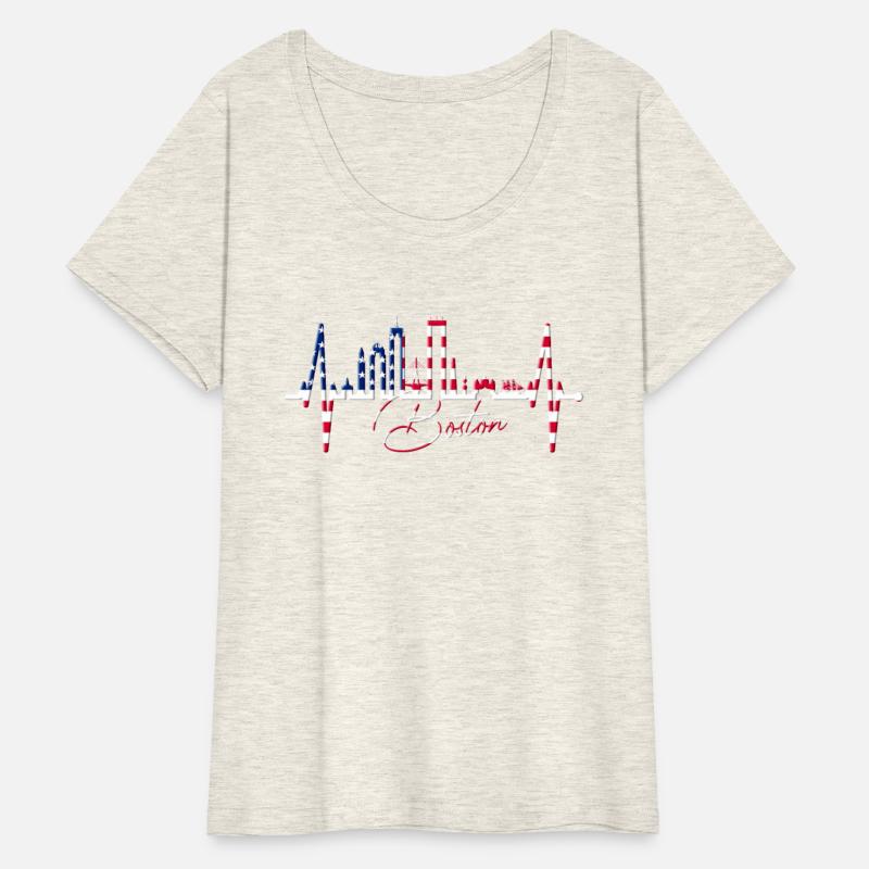 Boston Skyline Heartbeat Silhouette Heart US Love