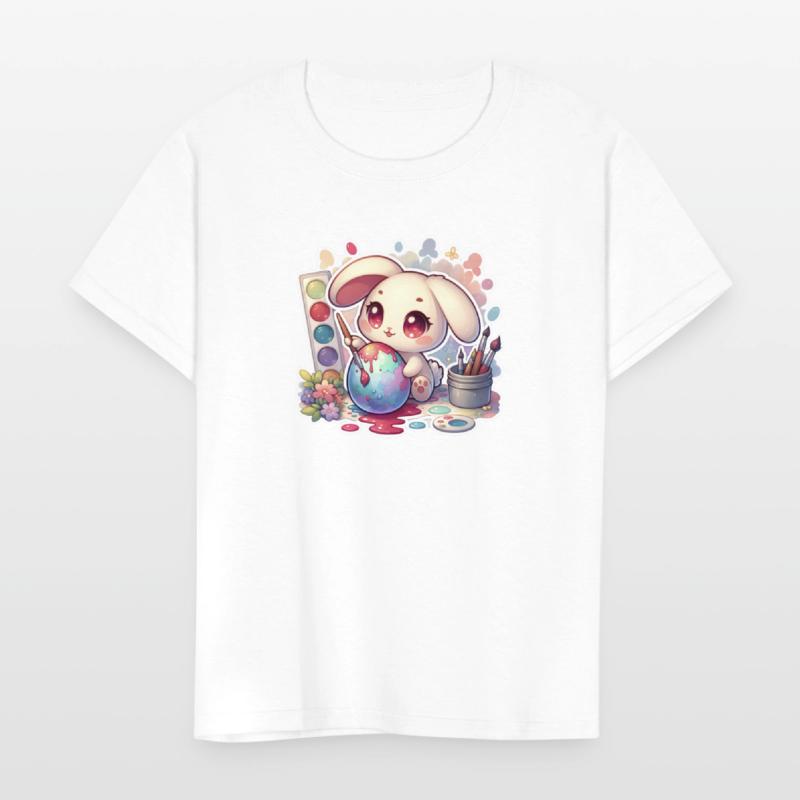 Bunny Painting an Easter Egg Watercolor