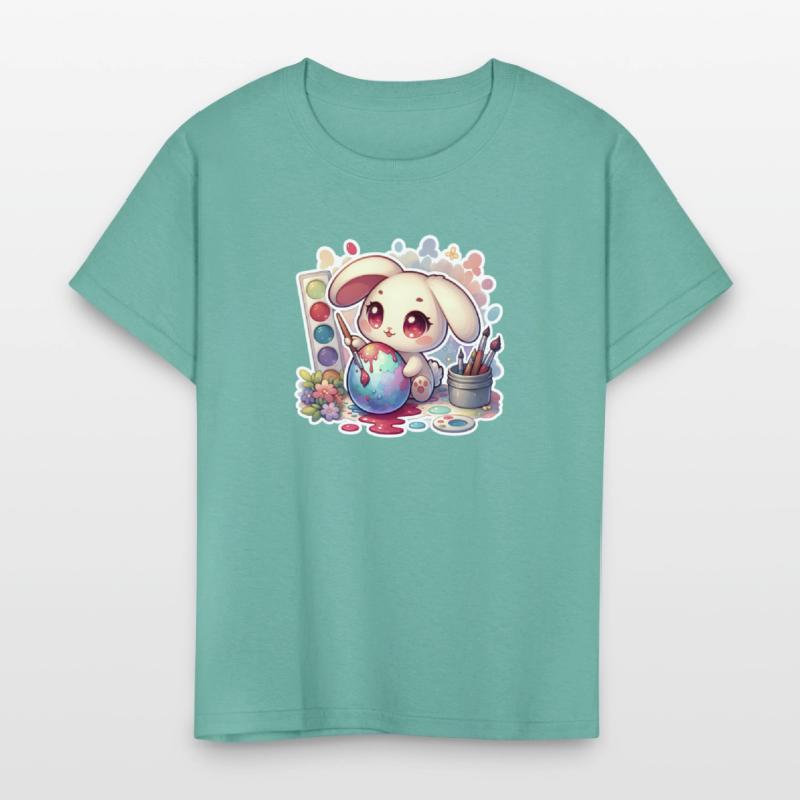 Bunny Painting an Easter Egg Watercolor