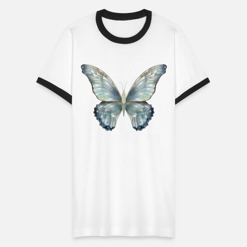 Butterfly hand-painted in delicate blue tones