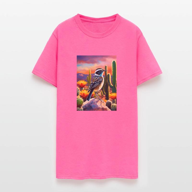 cactus wren bird on a rock colorful background ar