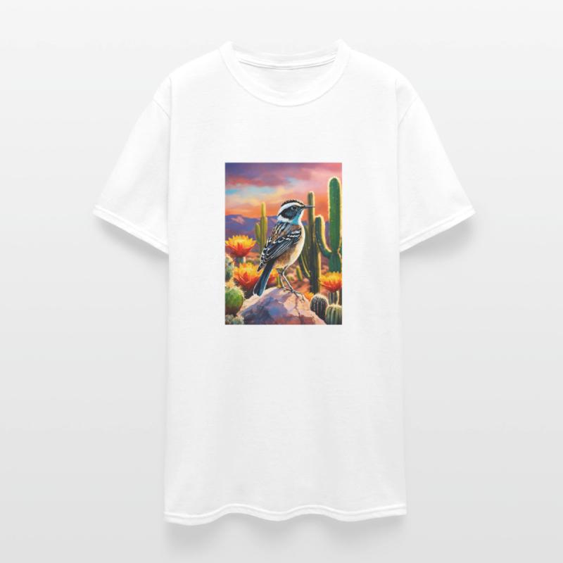 cactus wren bird on a rock colorful background ar