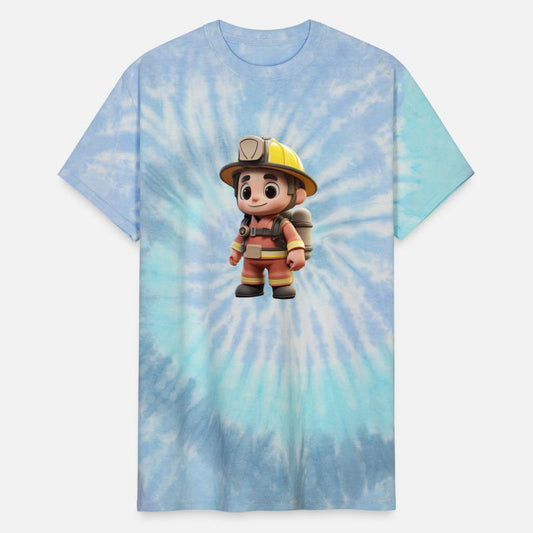 Cartoon Firefighter in Heroic Pose