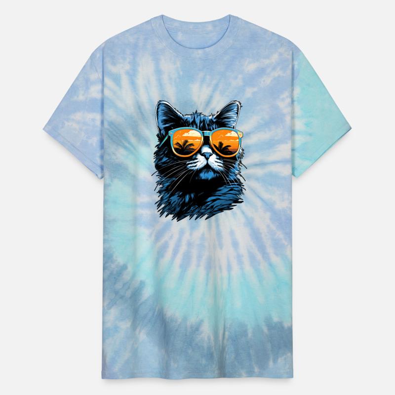 cat in sunglasses in the style of tropics