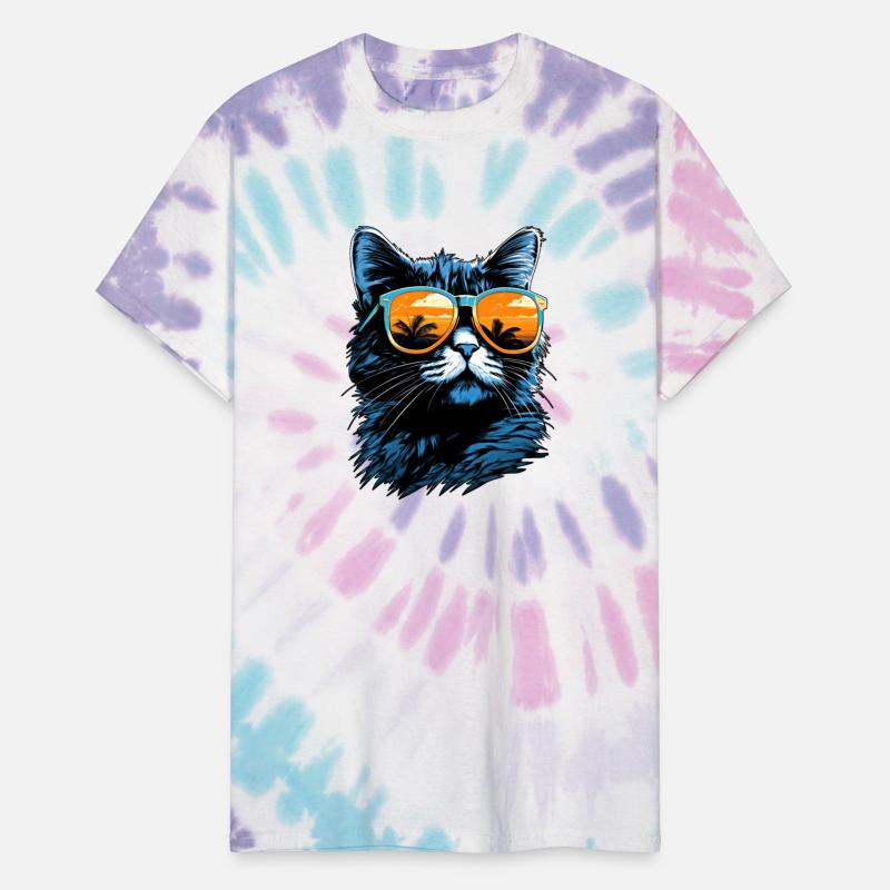 cat in sunglasses in the style of tropics