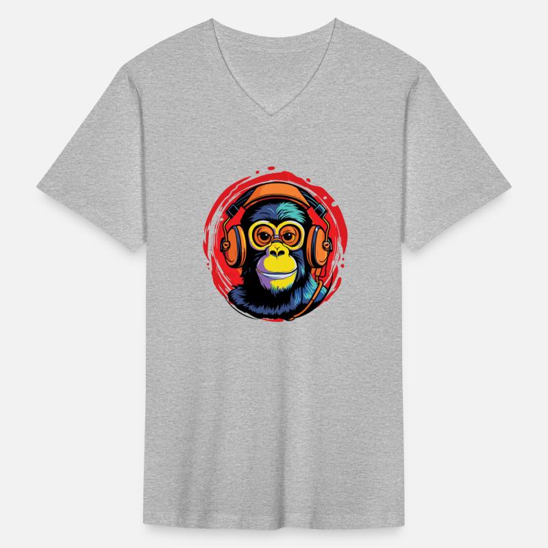 Chimp With Headphones For Zoologists And Musicians