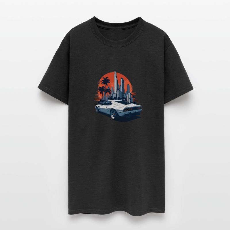 Cityscape Sunset Cruise - Sport Car T-Shirt Design