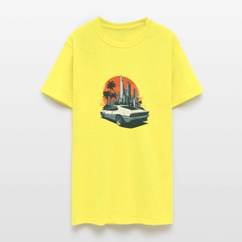 Cityscape Sunset Cruise - Sport Car T-Shirt Design