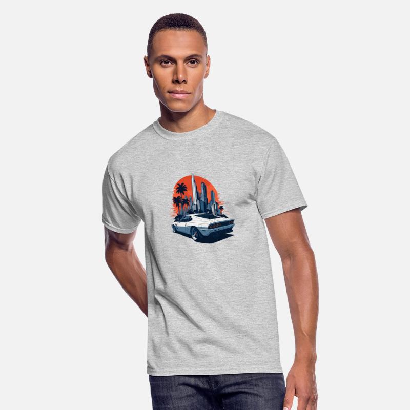 Cityscape Sunset Cruise - Sport Car T-Shirt Design