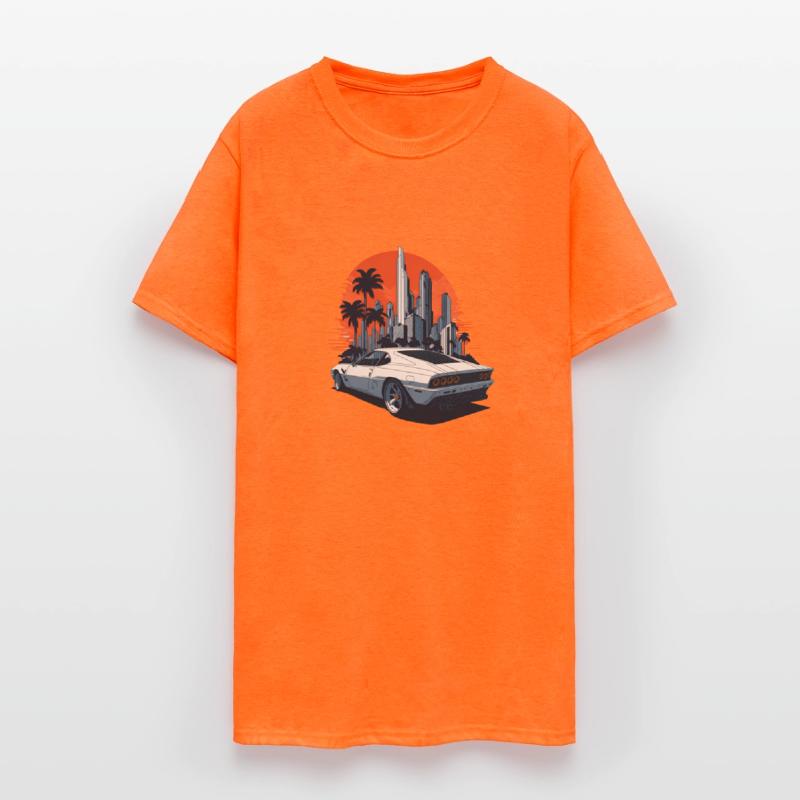 Cityscape Sunset Cruise - Sport Car T-Shirt Design