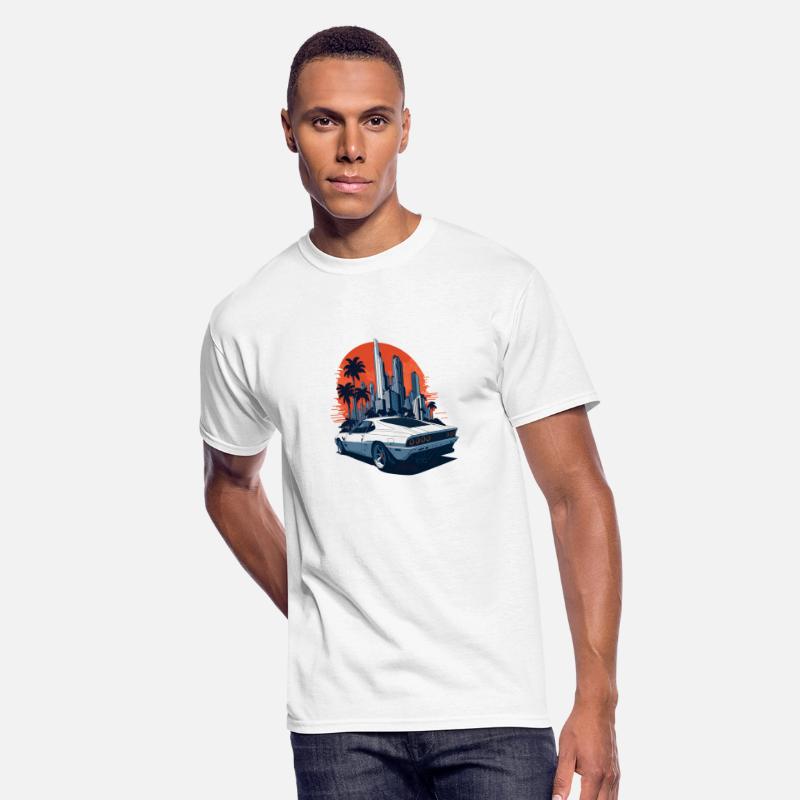 Cityscape Sunset Cruise - Sport Car T-Shirt Design
