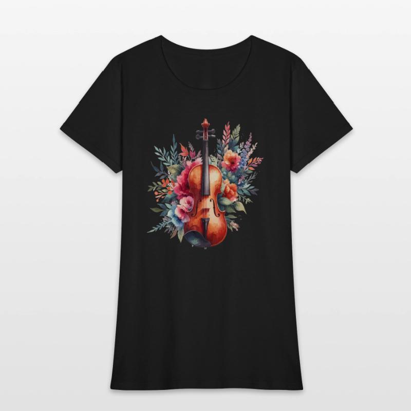 Classic violin in watercolor style