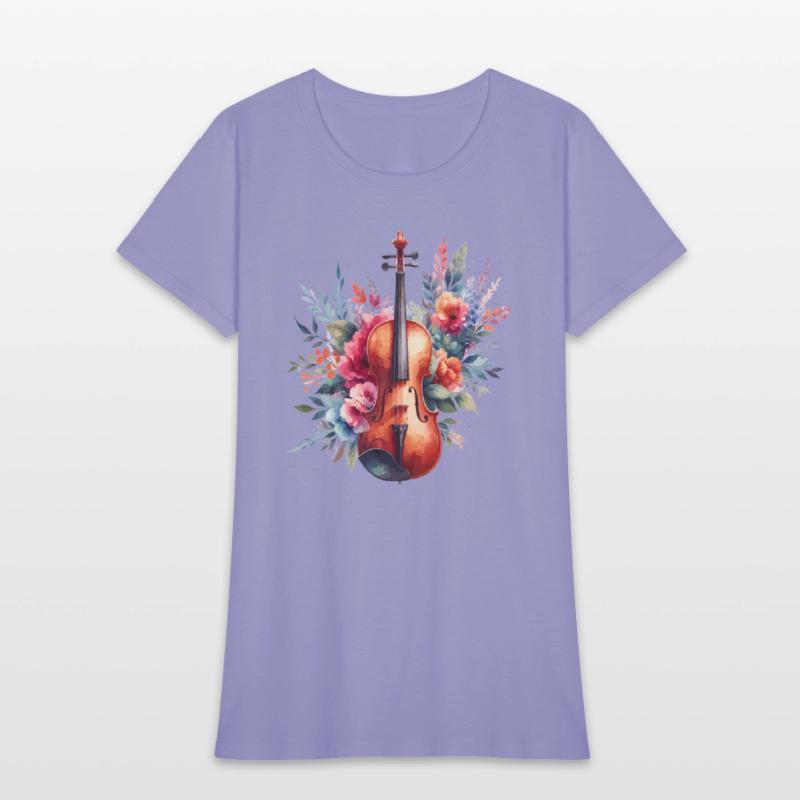 Classic violin in watercolor style