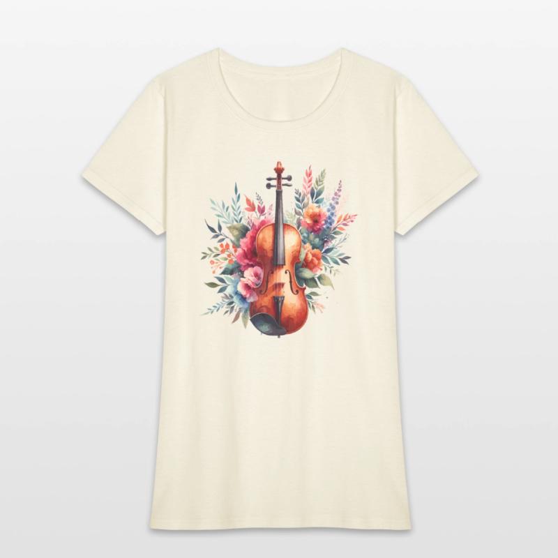 Classic violin in watercolor style