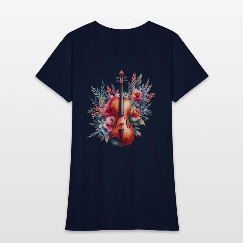 Classic violin in watercolor style