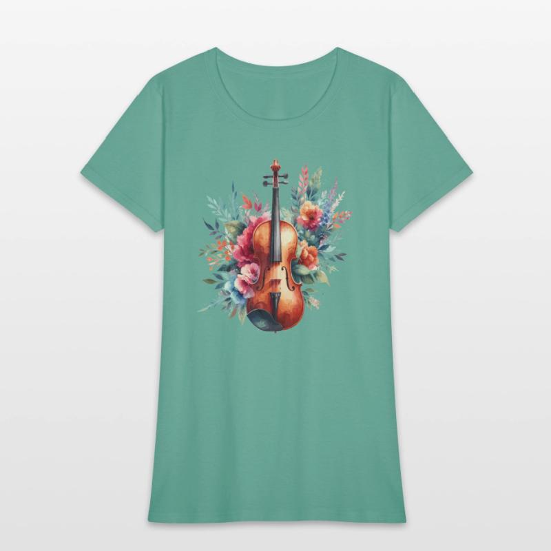 Classic violin in watercolor style