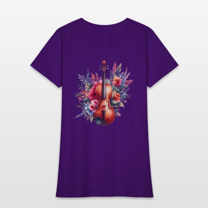 Classic violin in watercolor style