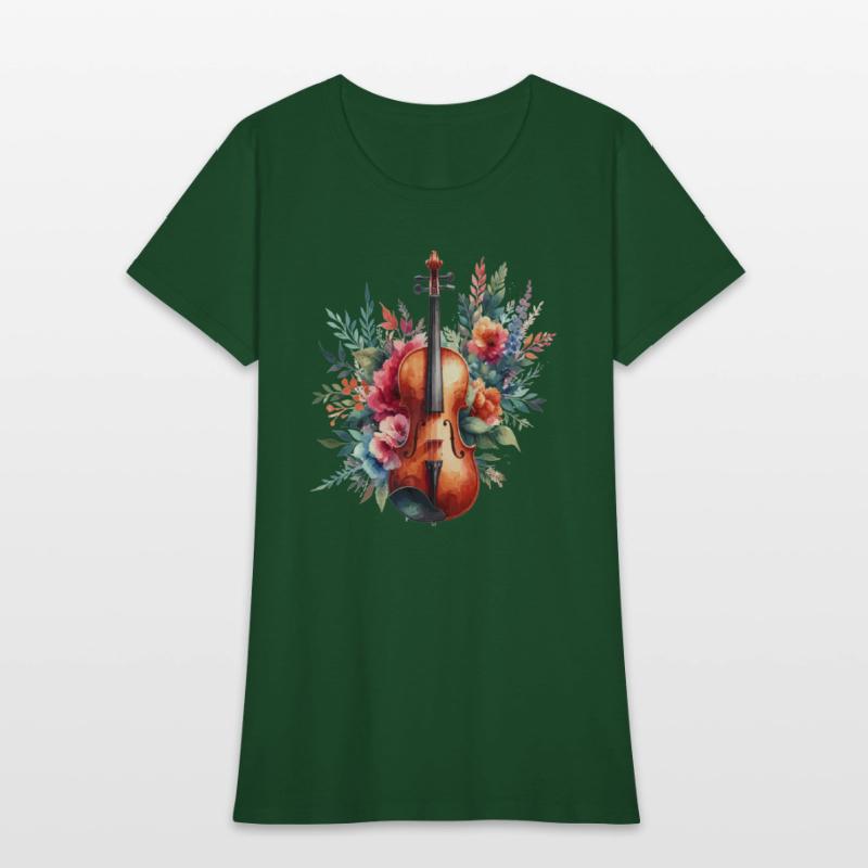 Classic violin in watercolor style