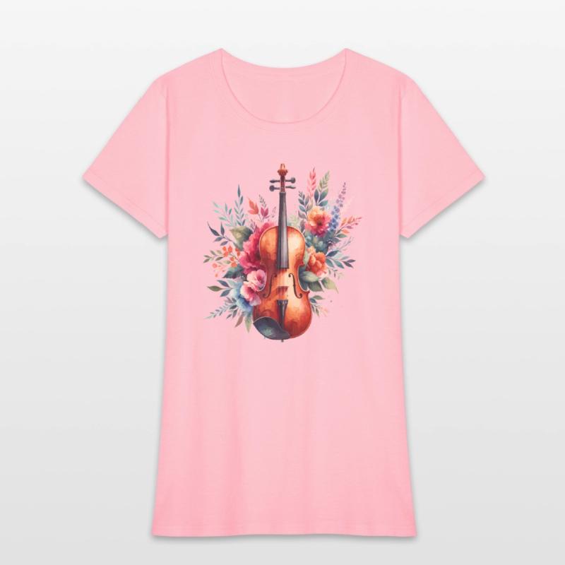 Classic violin in watercolor style