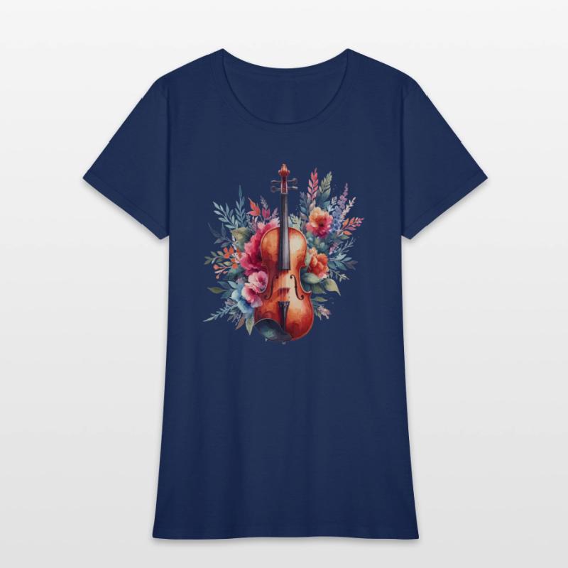 Classic violin in watercolor style