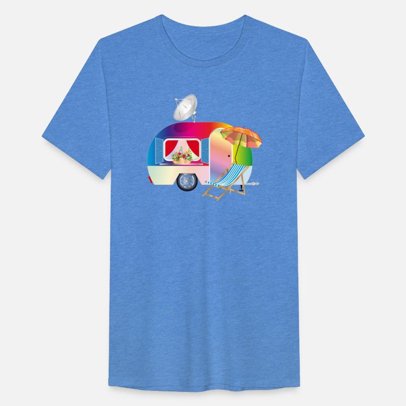 Colorful Retro Caravan with Deck Chair