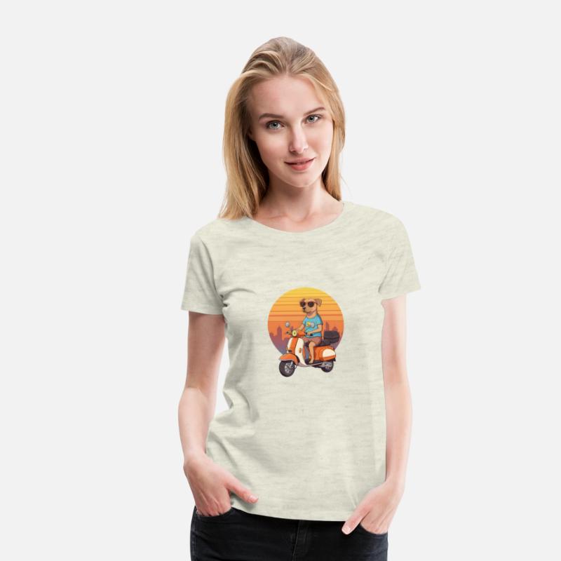 Cool Dog on Scooter Sunset Retro City Art Print