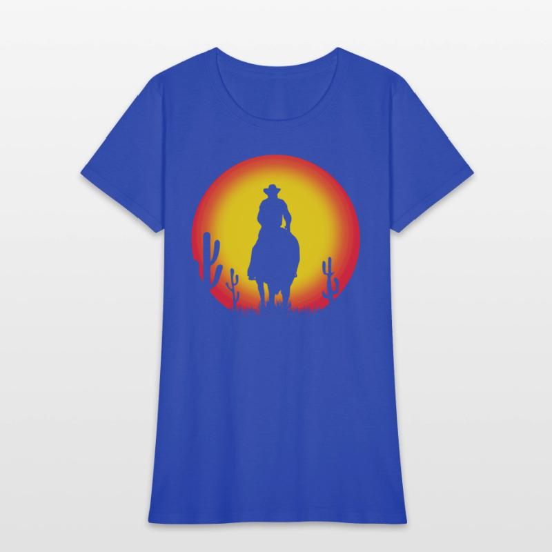 cowboy on horse - sunset