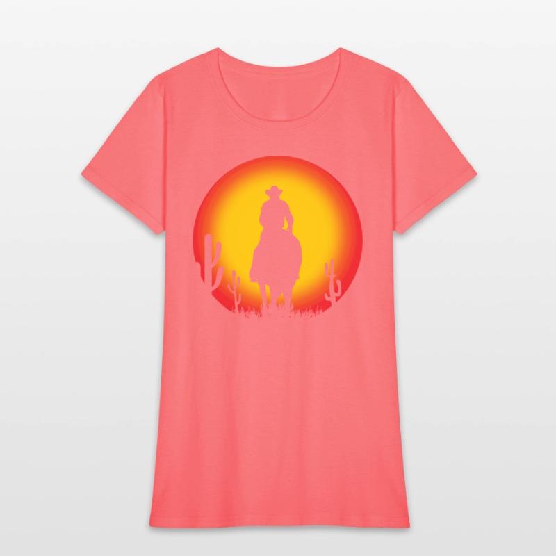 cowboy on horse - sunset