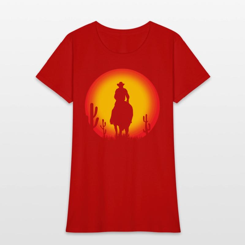 cowboy on horse - sunset