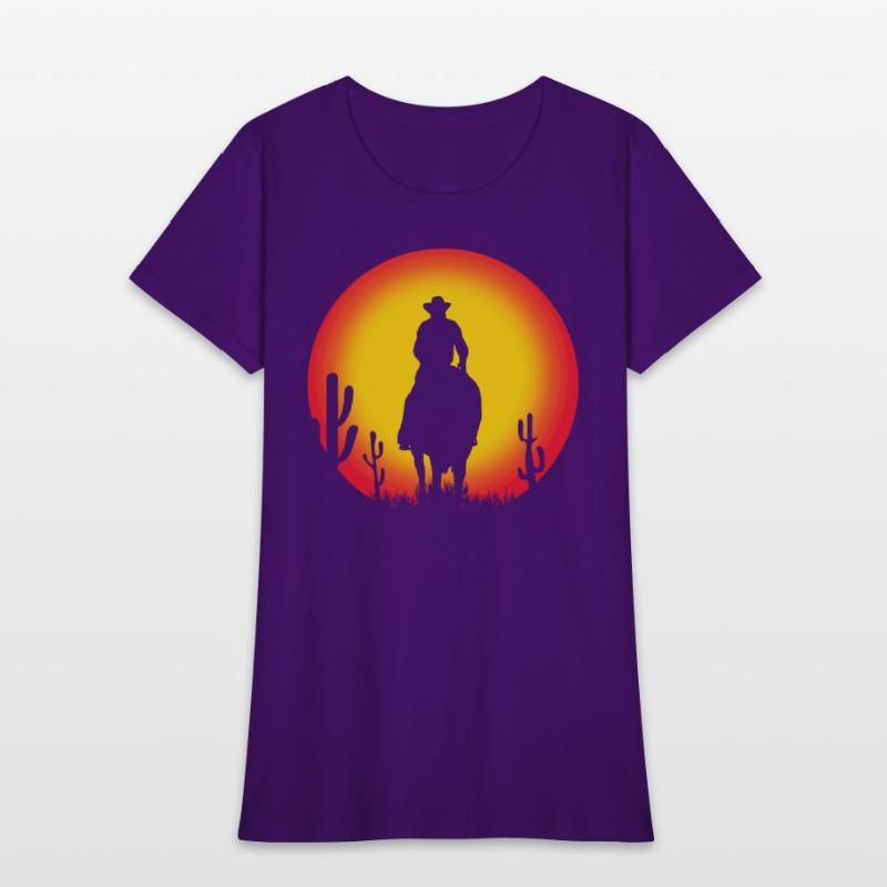 cowboy on horse - sunset