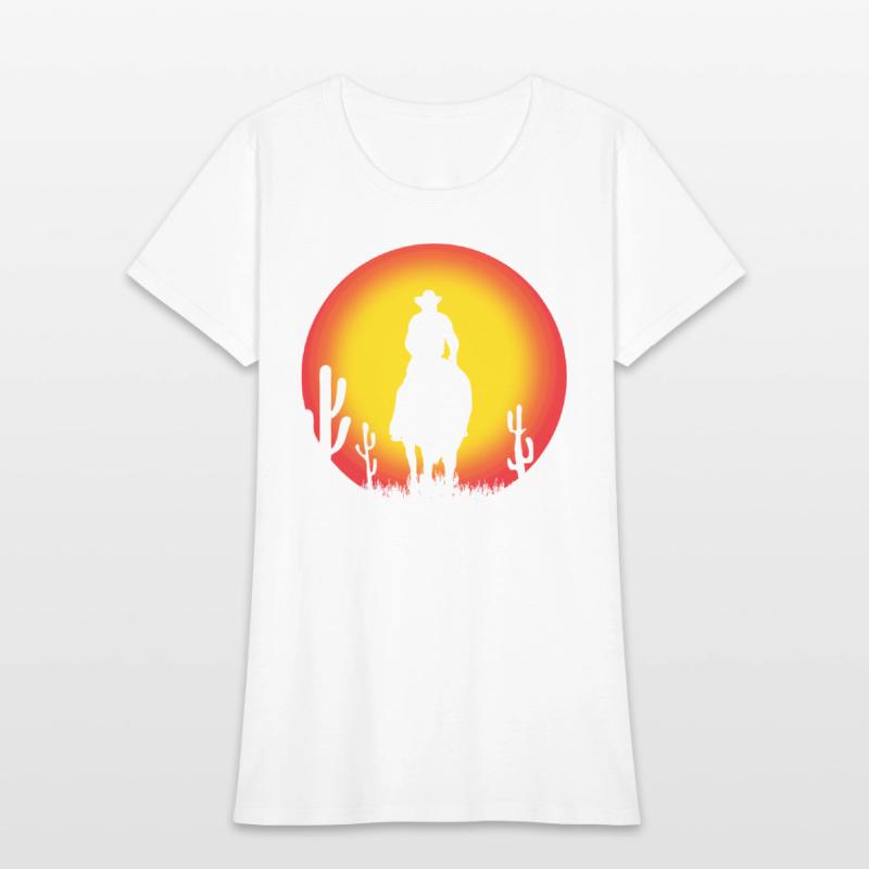 cowboy on horse - sunset