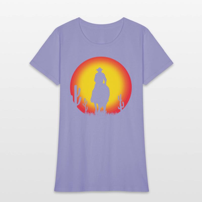 cowboy on horse - sunset