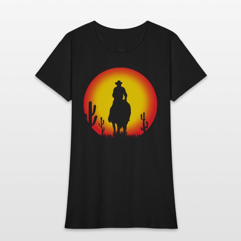 cowboy on horse - sunset