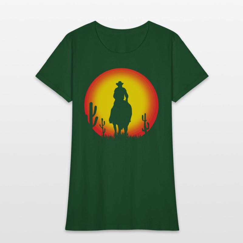 cowboy on horse - sunset