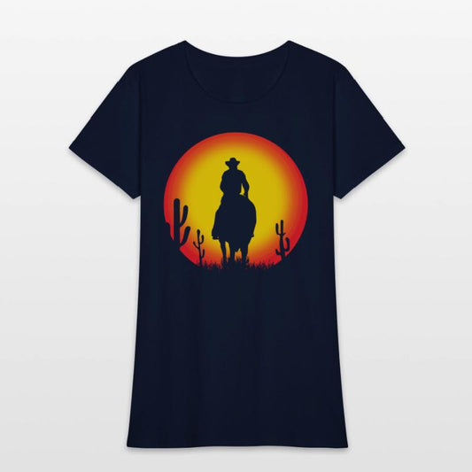 cowboy on horse - sunset