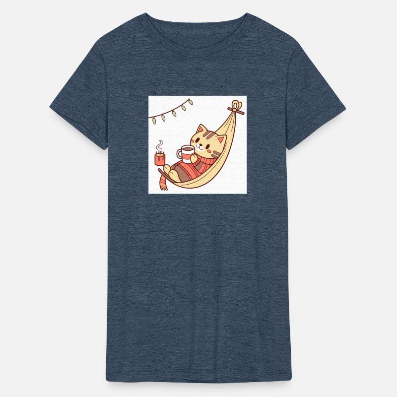 Cozy Cat in Hammock with Hot Beverage