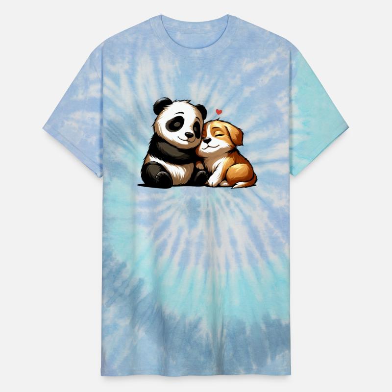 Cuddling Dog And Panda In Love