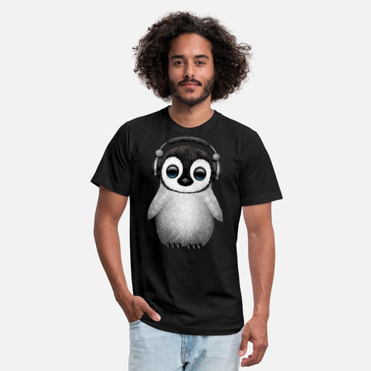 Cute Baby Penguin Dj Wearing Headphones