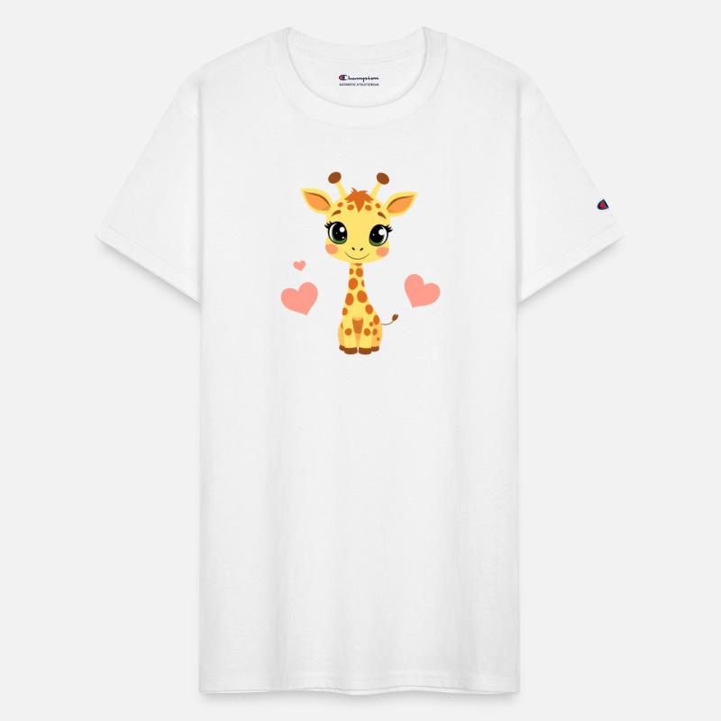 Cute cartoon giraffe with big eyes and heart decor