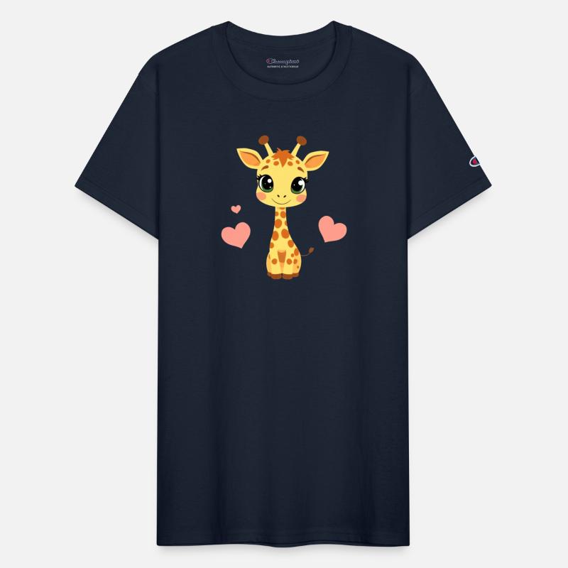 Cute cartoon giraffe with big eyes and heart decor