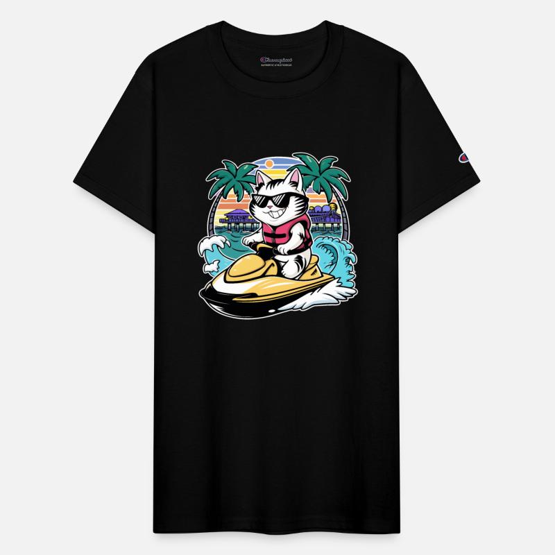 Cute Cat Jet Skiing Summer Gift