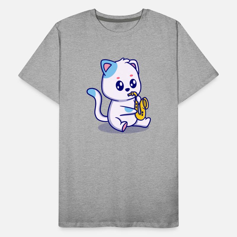 cute cat with trumpet cartoon icon illustration