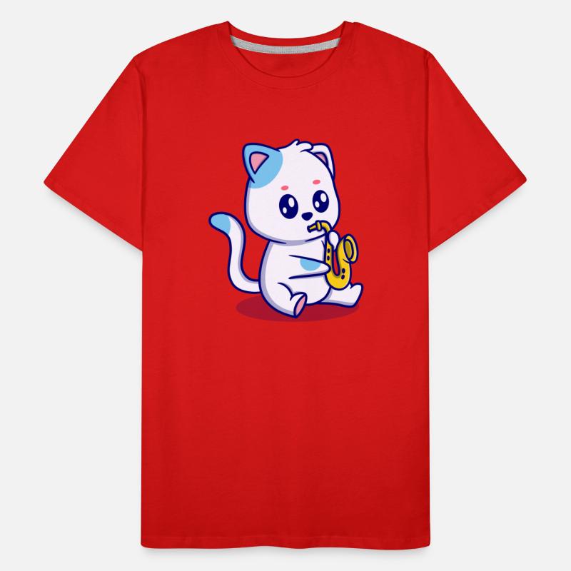 cute cat with trumpet cartoon icon illustration