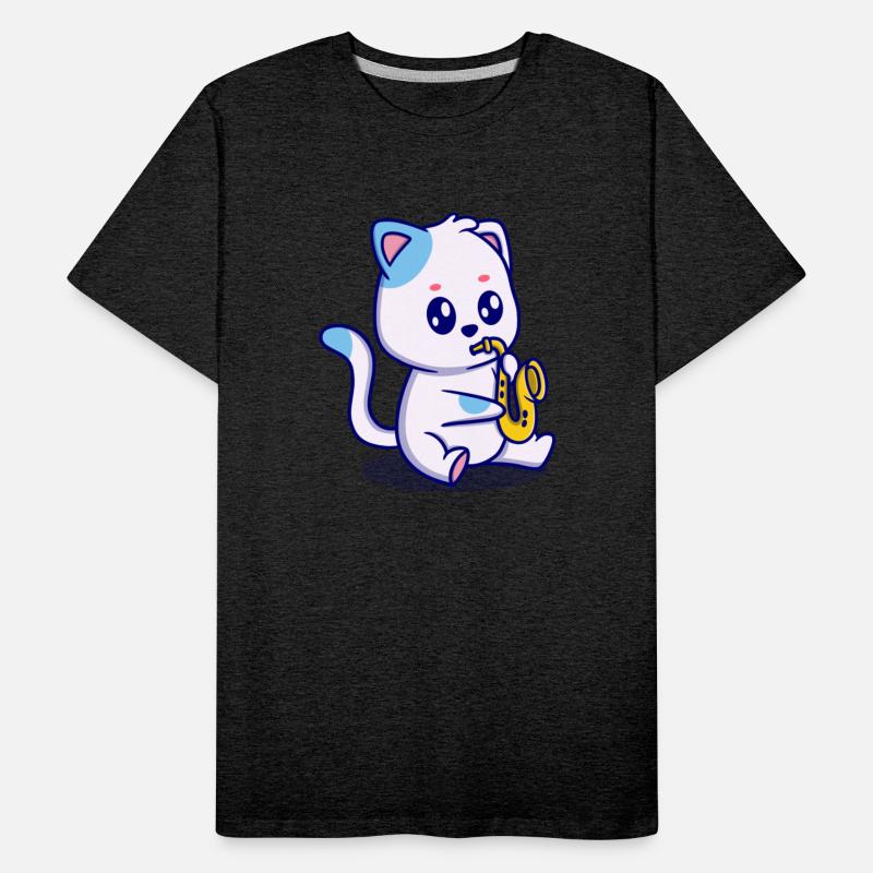 cute cat with trumpet cartoon icon illustration