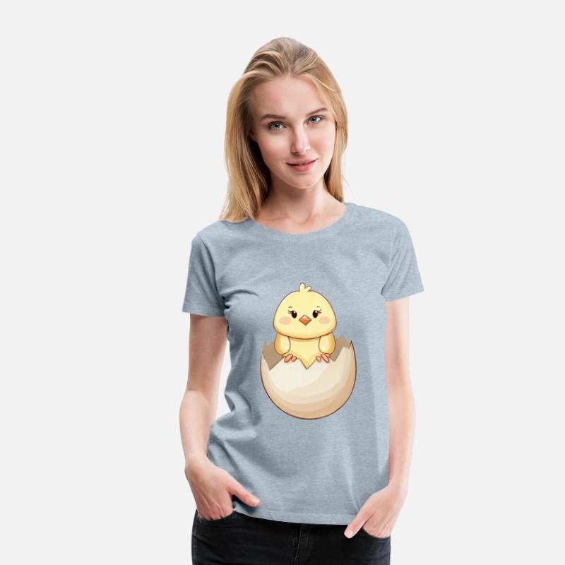 cute Kawaii Chick, Hatching from Eggshell